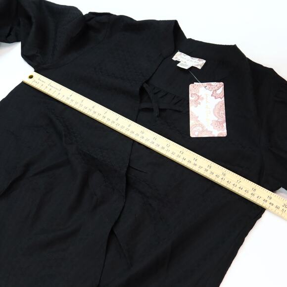 Band Of The Free Crossover Wrap Long Sleeve Top S Black Ikat Minimalist Office - Picture 7 of 11